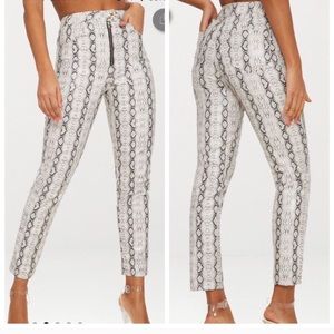 NWT PLT GREY FRONT ZIP SNAKE PRINT TROUSER